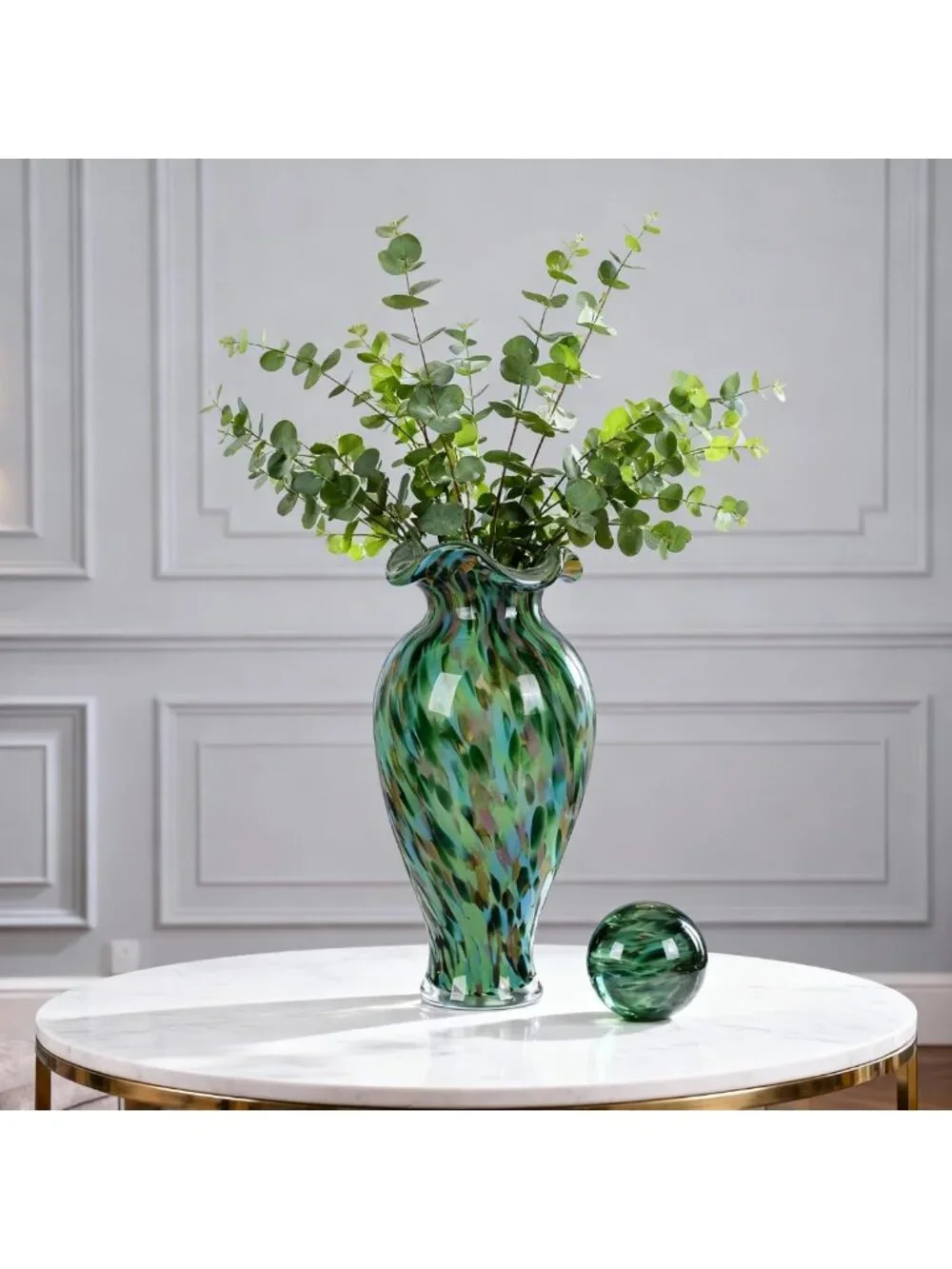 Colorful Hand Blown Glass Vase - 12.2